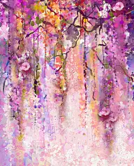 水彩画。春紫花紫藤背景