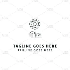 摘要菊花标志设计模板。花店的标志。