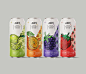 Drink packaging for fruit infusion water with illustrations on the can labels. 