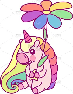 彩虹,独角兽,公寓,可爱的,壁纸,小马,小的,动物,童话故事,绘制