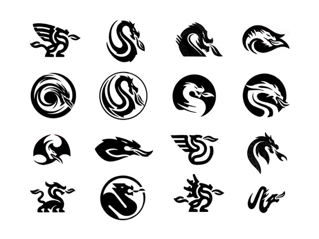16种不同风格的龙LOGO设计-字体传奇...
