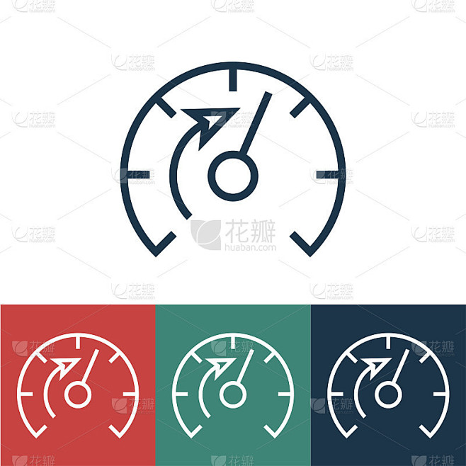 线性矢量图标与汽车仪表盘