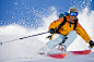 woman powder skiing, france. - le ski photos et images de collection
