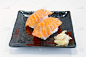 三文鱼,寿司,水平画幅,无人,生鱼片寿司,膳食,白色背景,海产,日本料理,成分