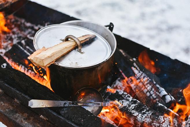 silver cook pot on f...