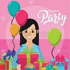 幸福,贺卡,生日,可爱的,明信片,人,聚会,问候,庆祝,装饰