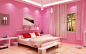 现代女生卧室粉色墙面设计装修效果图片 #卧室#