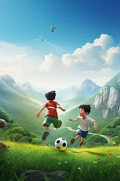 AI数字艺术足球运动体育3D模型图