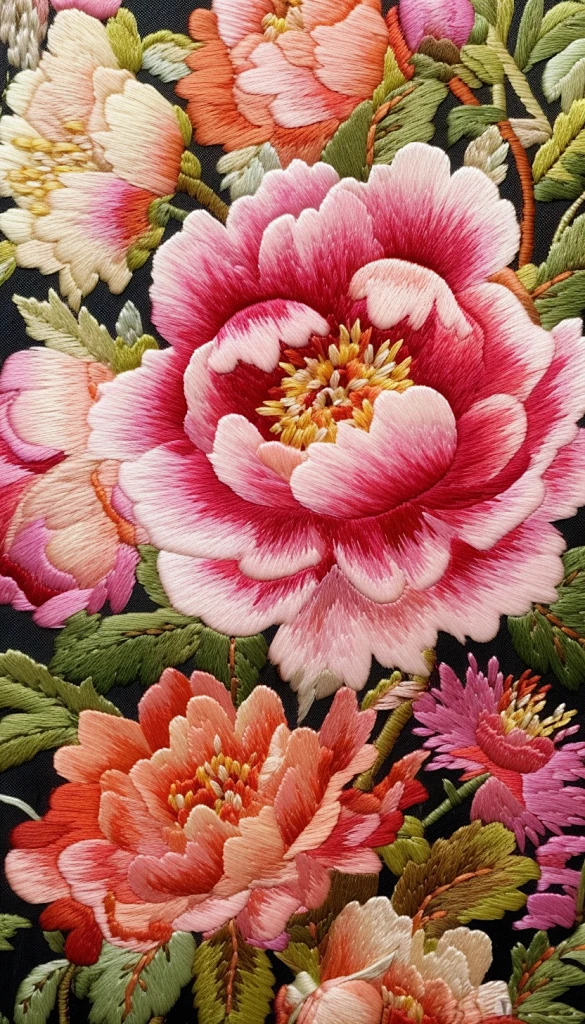 花开富贵中国风牡丹花卉刺绣装饰画-花瓣网