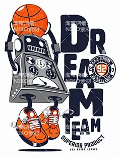 欧美创意时尚炫酷手绘卡通插画T恤印花图案矢量NIKO(10)