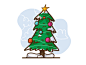 Christmas Tree christmas ball happiness joy wood sky clouds ornaments star green 2019 new year snow illustration tree doodle christmas
