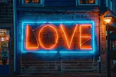 三维广告love发光英文字母背景图片