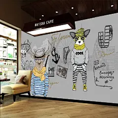 个性墙纸创意复古墙布木纹时尚店铺背景墙高档无缝壁画服装店壁纸-淘宝网