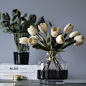 INS风轻奢风北欧风黑白玻璃花瓶样板间客厅插花花器家居软装饰