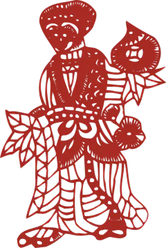 花卉人物民俗剪纸窗花元素矢量图设计素材