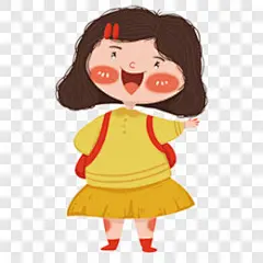 上学路上打招呼的可爱女孩卡通手绘PNG图片➤来自 PNG搜索网 pngss.com 免费免扣png素材下载！