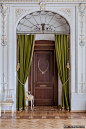 窗帘 法式浪漫  布艺 纯色  绿色 欧式  门帘  雕花  木地板 