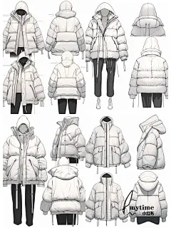 羽绒服款式图ai服装设计｜由midjourney生成