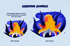 8款复古抽象艺术绘画涂鸦颗粒噪点手绘插图插画阴影ps笔刷素材下载_颜格视觉