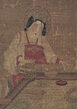                                                                                                                                         【周末图卷—唐 佚名《宫乐图》】此幅画后宫女眷十二人环案适坐，或品茗，或行酒令；中四人，并吹乐助兴，所持用的乐器，自右而左，分别为筚篥、琶琶、古筝与笙。侍立的二人中，复有一女击打拍板，以为节奏。方桌中央放置一只很大的茶釜，画幅右侧中间一名