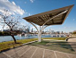 Solar Canopy. Thornton Tomasetti provided structural engineering and steel detailing for an award-winning 11-foot-tall solar canopy / EV dock consisting of 6,000 pounds of architecturally exposed structural steel. The prototype structure, designed to harv