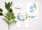 Wedding stationary design. "In Blossom" collection : Wedding stationary design for web-shop akvarelldesign.no