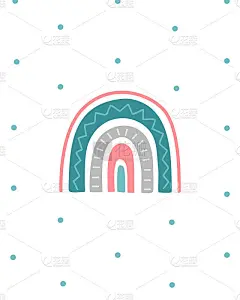 彩虹儿童房海报，婴儿室印花。现代的孩子向量