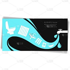 水管工的名片，水在往下流，还有水龙头