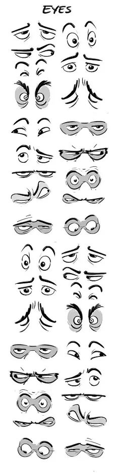 手绘插画中几十种眼睛不同的表现手法 ​​​​