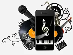 音乐海报平面广告_新图网 https://ixintu.com 手机 萨克斯 音乐 音乐图片 麦克风 黑胶