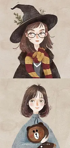 【人物插画欣赏】多少人曾爱慕你年轻时的容颜，可知谁愿承受岁月无情的变迁。

作者：ashui.zz ​ #手帐素材插画手绘##艺界v动态#