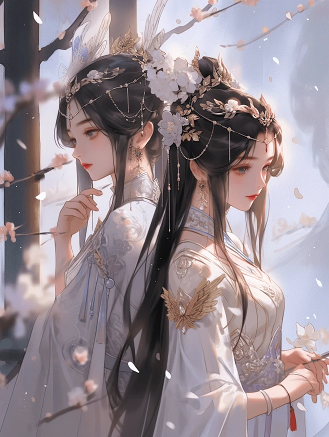 古风双女主 | Ai绘画@叙叙叙叙白-花瓣网
