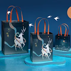 方森园新款创意礼品袋中国风插画手绘手提拎袋中式国潮包装礼物袋