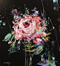 Wall Art Art Print GICLEE print, rose in rosa abstract painting with . Modern painting jolina anthony