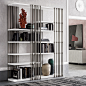 arsenal | bookcases : arsenal | bookcases - Modular bookcase with frame in titanium (GFM11), white (GFM71), black (GFM73) or graphite (GFM69) embossed lacquered steel. Shelves in Canaletto walnut (NC) or burned oak (RB) or embossed white (GF71) or graphit