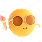 夏天夏日3D卡通感防晒墨镜太阳镜遮阳黄色冰淇淋微笑
