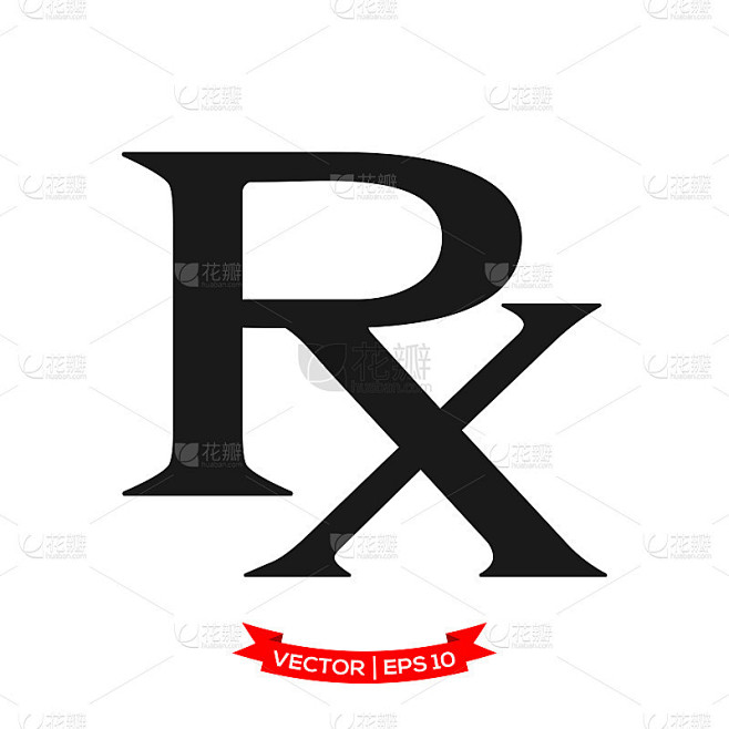 处方药物在时尚的平面设计，RX矢量图标