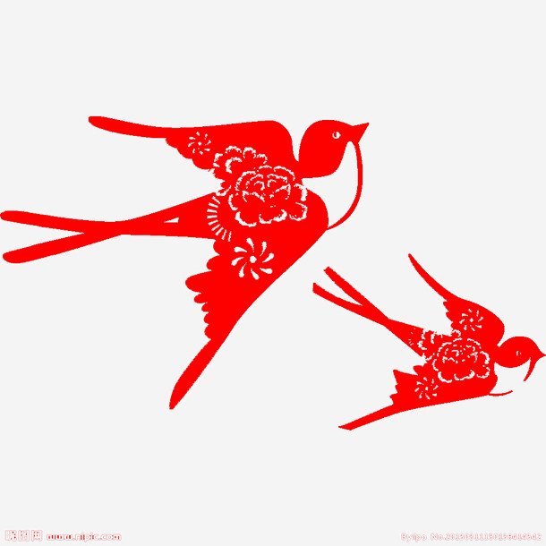 燕子窗花湿地日中国风剪纸飞鸟p