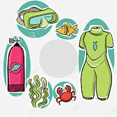 潜水装饰元素矢量图 页面网页 平面电商 创意素材