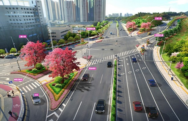 道路绿化升级改造-路侧绿地园林景观设计效...