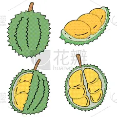榴莲,可爱的,清新,食品,泰国,维生素,熟的,装饰物,布置,绘制