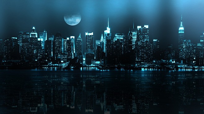 cityscapes night moo...