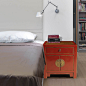 【摆设 新中式家具】出口家具/做旧/1屉2门红色床头柜/储物柜特价