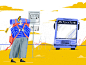 Motivation Bus! texture psd bus stop character motivation wrocław work illustration tooploox
