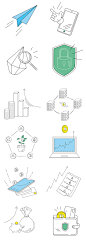 一组线性时尚互联网金额数字货币区块链技术UI插画AI格式素材-淘宝网