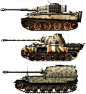 二战德国一代重型装甲车辆主力 

Sd.Kfz.268 Pz.BfWg VI Ausf.E TIGER 1 虎式重型坦克

Sd.Kfz.171 Pz.Kpfw V Panther Ausf.F 豹式中型坦克 

Jagdpanzer Tiger P Elefant 象式坦克歼击车