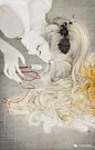 这美女画美人图，一画就是三年多，美上天！ : 罗寒蕾 《你不孤单》 87X55cm  纸本当寂寞来袭我抱紧自己轻声低语你不孤单不明白为什么画羽毛叫＂丝毛＂