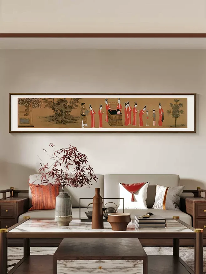 歌乐图新中式客厅挂画沙发背景墙装饰画国画古画名画书房茶室壁画-tmall.com天猫-花瓣网