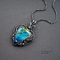 MORNING DEW : morning dew pendant - silver, labradorite, patina, forging more here -[link]