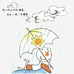 手绘撑伞的小和尚高清素材 下雨天 乌云 小和尚 小沙弥 思考 手绘和尚 手绘小和尚 雨伞 免抠png 设计图片 免费下载